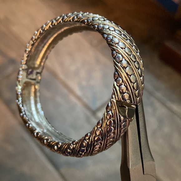 Silvertone Hinged Bracelet - Picture 5 of 11